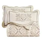 Elegant Embroidered Quilt Set Farmhouse Patchwork Full/Queen Size Reversible ...