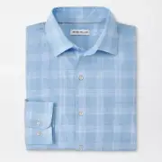 NEW MENS PETER MILLAR GOLF L/S SOLANO COTTON SPORT DRESS Shirt, MEDIUM, BLUE