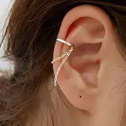 Chained Ear Cuffs 1 piece - Alloy Chained Cuff Earring - White Gold - One Size