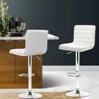 2 PCS High Backrest Bar Stools Kitchen Swivel Chairs Foam Padded Seat White