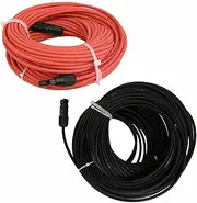 DIGISHUO Pair 15M 6mm²/10 AWG Solar Extension Cable with Female and Male Connector | Solar Panel Extension Cable Wire Adapter Kit | 1 Pair Red and Black