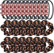 24 Pcs Rugby Charm Bracelets and Sport Hairbands Set Adjustable Rugby Beads Wristband Rugby Hair Scrunchies Rugby Theme Bracelets Hair Ties for Athlete Teens Adults