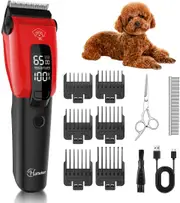Hatteker Dog Clippers Professional Electric Pet Hair Trimmer with 7500 RPM Clippers Dog Cat Cordless Dog Trimmer Auxiliary Light