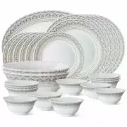 27 Pcs Larah By Borosil Indian Classic Opalware Dinner Service Set White Table