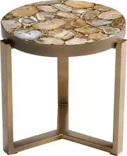 Side Table CYAN DESIGN SUNDANCE Round Antique Brass Iron Stone