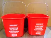 2 New Monogram 6 Qt Red Polypropylene Sanitizing Cleaning Bucket