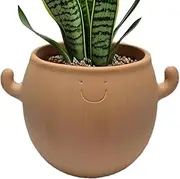 Ceramic Plant Pot | Outdoor Plant Pot | Smiling Face Planter Home Decoration for Gardening Bonsai Courtyard Yard Workplace Desk Men Women