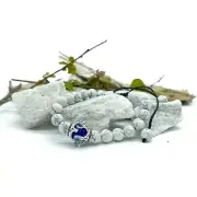 Natural Havlite Beads, 8mm Round adjustable Evil Eye Bracelet #2764