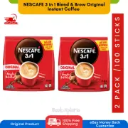 2 X NESCAFE 3 in 1 Blend & Brew Original Instant Coffee 50 STICKS FREE SHIPPING