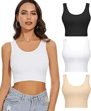 [SIMIYA] 3 Pack Workout Tops for Women Seamless Super Comfort Crop Tank Tops Fitness Workout Yoga Bra Gym Shirts
