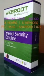 ONLINE KEY (NO CD) | Webroot AntiVirus Complete 2025 3-YRS, 5 PC/MAC/Smartphones