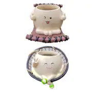 Swing Face Planter Resin Flower Head Planter Cute Swinging Smiling Face Planter