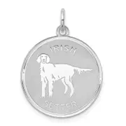 Sterling Silver Rhodium-Plated Irish Setter Disc Charm