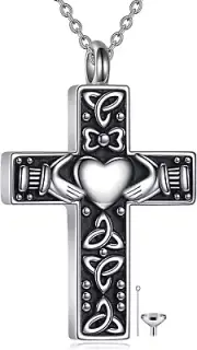 Celtic Cremation Jewelry for Ashes 925 Sterling Silver Irish Claddagh Urn Pendan