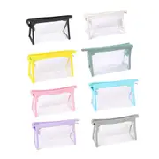 2PCS Transparent Zipper Pencil Case Cosmetic Pouch Pen Storage Bag for Girls