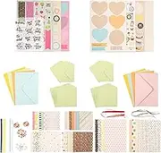 Greeting Card Making Kit with 16 Cards 16 Envelopes Personalized DIY Greeting Card Set Exquisite Handmade Card Making Supplies with Decoration Accessories for Kids Adults (Pink+Green)