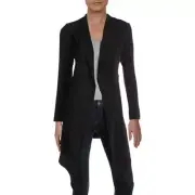 MSRP $139 Anne Klein Womens Black Open Front Draped Jacket Top Black Size XXS