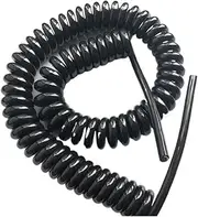Coiled Extension Cord, 2 Cores Black 24AWG Spiral Cable Stretchable Telescopic Power Cord 20AWG 17AWG 14AWG Spring Wire(2 Cores 17awg 7.5 Meters Straight)