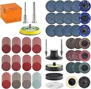 Tshya 270Pack 2inch Sanding Discs Pad Variety Kit for Drill Grinder Rotary Tools Die Grinder Accessories with 1/8"&1/4" Shank Backer Plate, Sanding Pads Includes 36-3000 Grit