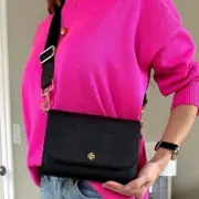NEW Tory Burch bag crossbody black leather gold-tone hardware 2 straps NWT