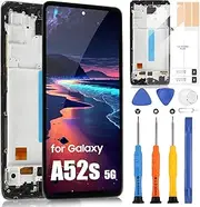 OLED Screen for Samsung Galaxy A52s 5G A528B LCD Display Touch Screen Assembly Replacement Screen Glass Digitizer with Repair Kit (6.5 Inch, Support for Fingerprints)