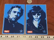 2 Vintage 2001 Shepard Fairey Stickers Johnny Rotten & Johnny Ramone Crazy Rare