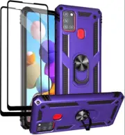For Samsung Galaxy A21S Case wit Screen Protector Military Class with 360,Purple