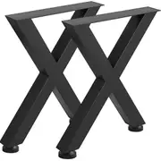 X-Shape Black Steel Table Legs for Desks and Furniture, 31.1 x 28.3 Inch