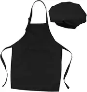 1 Set Kids Chef Apron Hat Children Apron Kids Chef Dress Outfit Toddler Childrens Apron Black Baking Apron Kids Cooking Apron Party Cooking Apron Horseshoes Print Painting Clothes