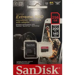 SanDisk 256GB 256G microSD Extreme Pro 200MB microSDXC 手機記憶卡