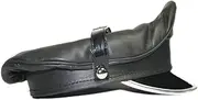 sn Genuine Leather Biker Muir Army Biker Gay Silver Trim Peaked Cap