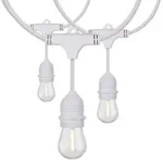 SATCO 24Ft - LED String Light - Includes 12-S14 bulbs - 2200K - White Cord