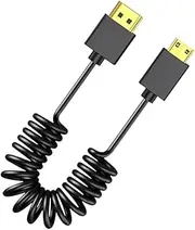 8K Coiled Video Cable 3.2mm Thin Wire Supports Dynamic 7680x4320 for Camera Monitors Capturing Card Optional Plugs