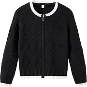 [UMELOK] Girls Cardigan Sweater Full Zip-Up Long Sleeve School Uniform Cotton Fall Jacket 6-14Y