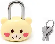 Honbay Cute Cartoon Animal Padlock Mini Beige Bear Padlock Lock with Key - for Jewelry Box, Purse, Handbag, Backpacks, Cabinet, Treasure Chest, Suitcases, Lockers, Letter Box, Diary, Notebook, etc