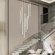 GEADI Modern Dimmable LED Chandelier Light, 98 inch High Ceiling Chandeliers, Long Spiral Chandelier Acrylic Pendant Lights for Entryway Staircase Living Room Foyer