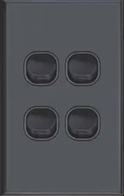 Slim Vertical 4 Gang Wall Plate Light Switch - Matte Black