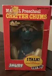 Vintage NEW in BOX 1983 Mattel Chatter Chums Smurf Working