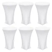 6pcs Round Cocktail Tablecloth 32" x 43", Highboy Spandex Table Cover, White