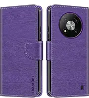 Striped PU Leather Wallet Phone Case Compatible with ZTE Blade A73 5G, Slim Magnetic Flip Cover with Card Slots and Stand Function (Purple)