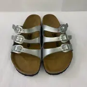 Birkenstock New w/ Box Florida Silver Birko Flor Narrow Width - Select Size