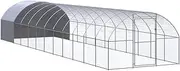 Walk-in Chicken Run for Yard, Large Metal Chicken Pen Outdoor, Poultry Cage with Waterproof Cover, Metal Chicken Coop Chicken House for Outdoor, Backyard and Farm, 3x12x2 m Galvanised Steel