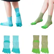 [Pursuestar] 2 Pairs Cotton Five Finger Socks Split Toe Socks Athletic Casual Thick Warm Breathable Crew Socks for Women Girls
