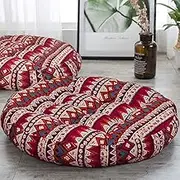HIGOGOGO Boho Cushion, Round Meditation Pillow Bohemia Striped Style Seat Cushion Yoga Cushion India Mandala Floor Pad for Living Room Bedroom Balcony Garden Party Decoration, 22 Inch, Stripe Red