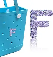 [HLUWA] Diamond Letter Charms for Bogg Bag, Alphabet Sparkling Purple Rhinestones Lettering Accessories Charms for Simply Southern Bag, Insert Letters Charm for Handbag Beach Tote.