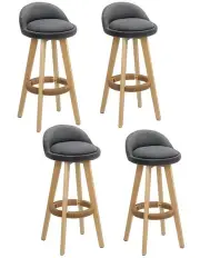 [Artiss] Padded Linen Wooden Bar Stools in Grey