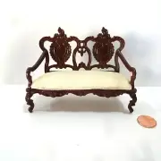 BESPAQ DOLLHOUSE MINIATURE QUEEN ANNE SETTEE 2660 MAHOGANY