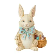 Jim Shore Heartwood Creek Easter Bunny with Bow and Basket full of Easter Eggs