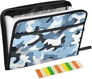Camouflage Blue File Folders 13 Pockets A4 Letter Size File Holder with Zipper Closure Expansion File Folder for Paperwork