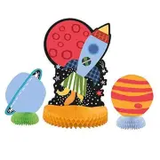 Outer Space Adventure Assorted Honeycomb Decorations (Pack of 3) - Centerpiece